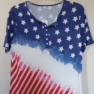 Exclusive Brand Red,White and Blue XL Short Sleeve Shirt With Tag